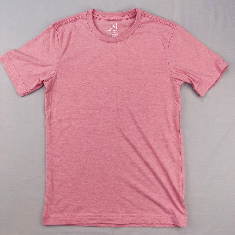 George T-Shirt Mens XS Pink‎ Heathered Short Sleeve Crew Neck Casual Basic Tee